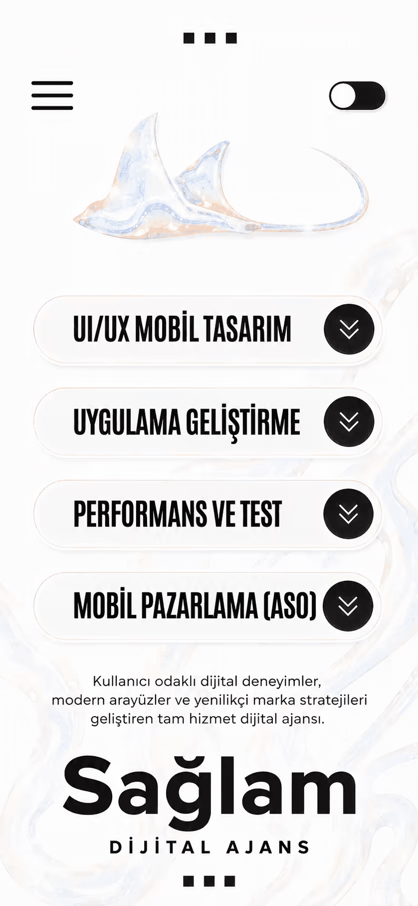 Mobil uygulama ekranı sol